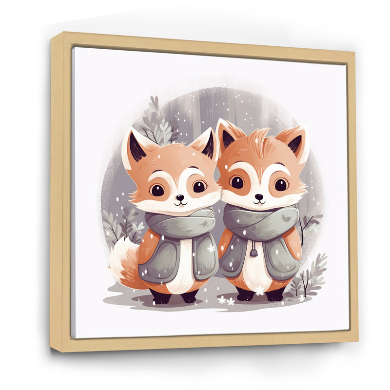 Nursery Animal Fox I, art mural de chambre de bébé, Cadre flottant brun, H 30 po x l 30 po x P 1,5 po