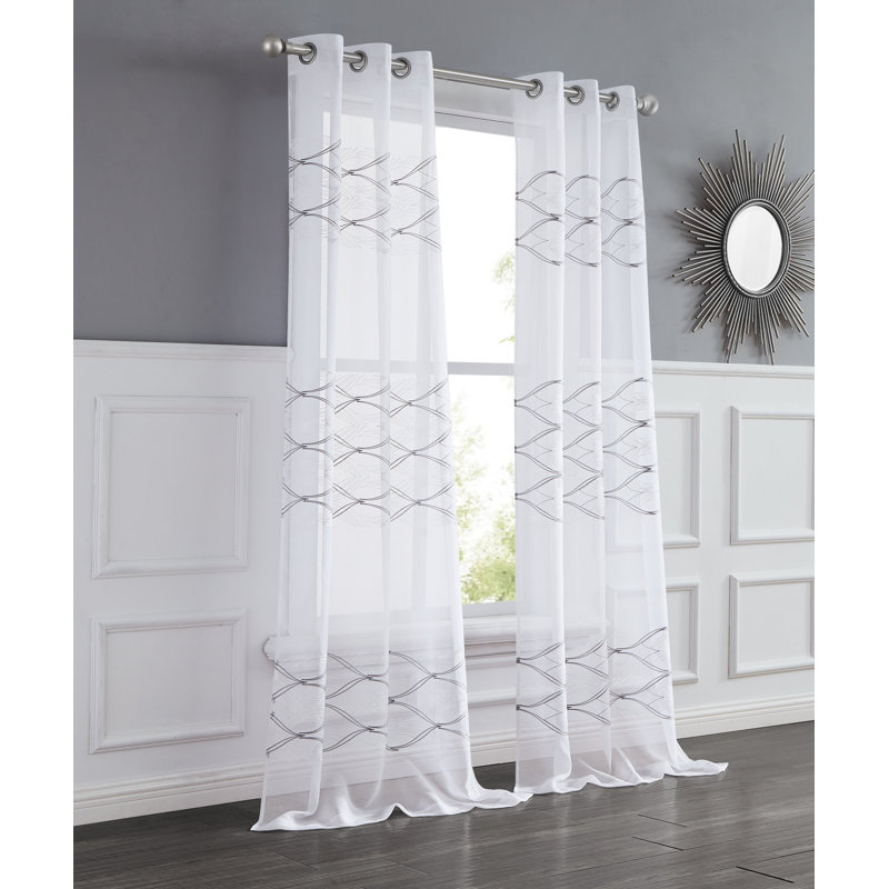 Ankrum Sheer Curtain Pair, 38" W x 84" L, Gray
