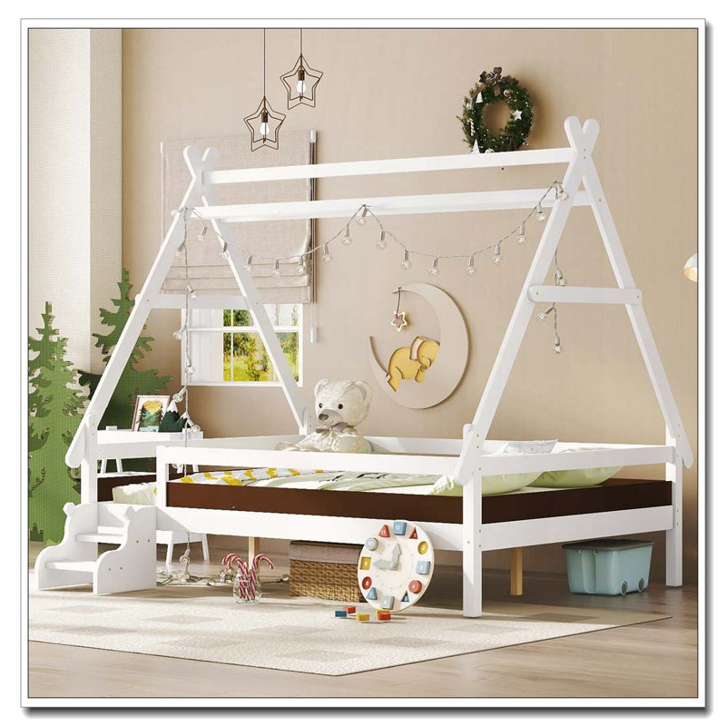 Lit plateforme double avec escalier, Double