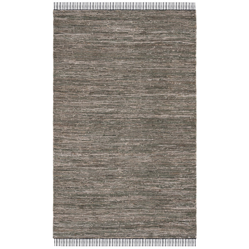 Dinvers Hand Woven Denim/Cotton Rug in Dark Green/Black/Brown, Square 6'