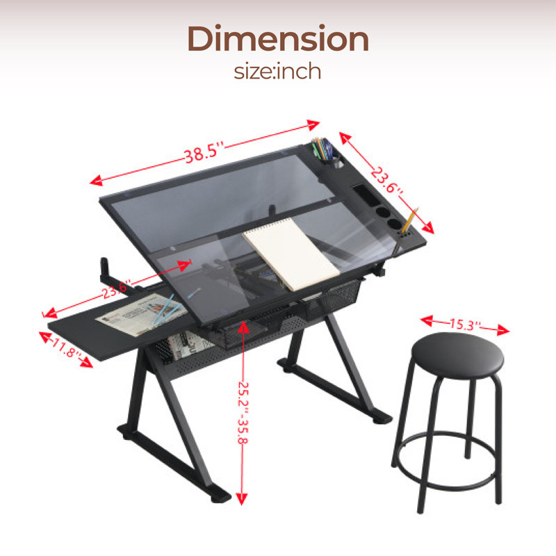 Adjustable Metal Base Drafting Table