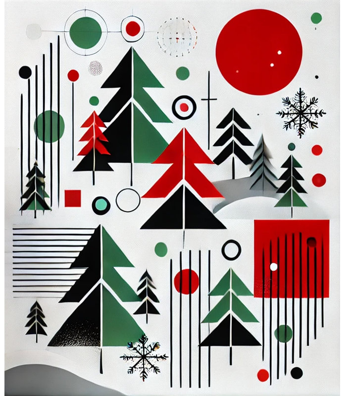 «Festive Abstract Forest Christmas», art mural sur toile tendue, H 16 po x l 12 po x P 1 po