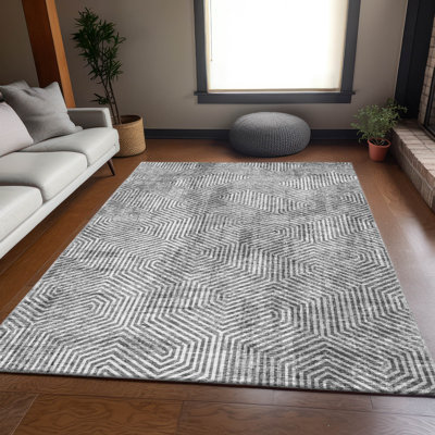 Premium Machine Washable Prisco Silver Rug