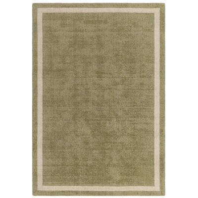 Anyi Bordered Hand Loomed Green Rug