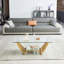 Table basse rectangulaire moderne en acier inoxydable de 47 po, table basse en verre trempé transparent à deux couches, table centrale avec rangement, pour le bureau à domicile
