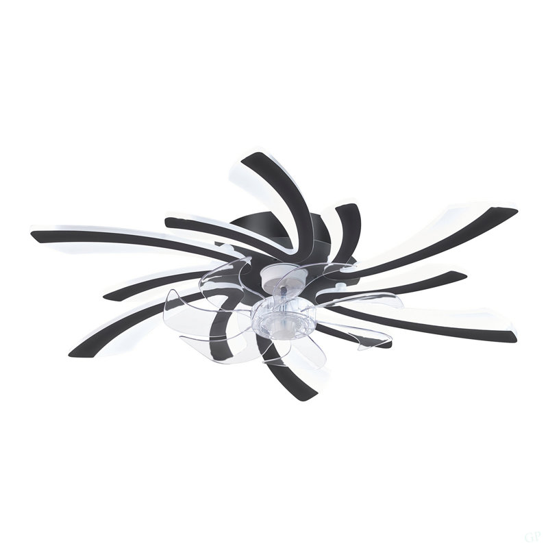 Ventilateur de plafond 30,7 po avec lumières, télécommande 3 températures de couleur, ventilateur à 6 vitesses, Noir