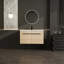 Meuble-lavabo moderne avec lavabo à poser en résine, armoire de salle de bain 2 portes