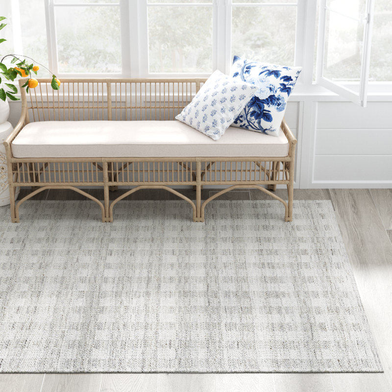 Lavande Plaid Wool Area Rug, Rectangle 8'10" x 12'