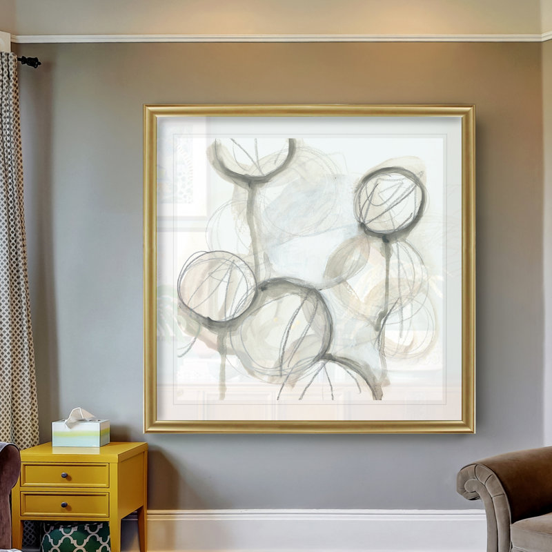 Neutral Lanterns II, peinture sur toile, Cadre doré, H 34,5 po x l 34,5 po x P 1,5 po
