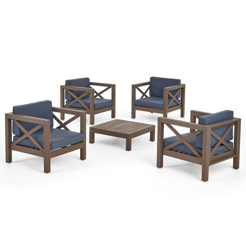 Sklar Acacia 4 - Person Patio Conversation Set with Cushions, Dark Gray