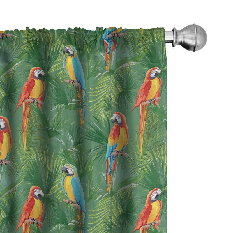Paire de rideaux semi-transparents avec passe-tringle Jungle, 28 po x 63 po