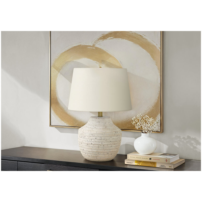 Lighting, 20 po, lampe de table, béton crème, abat-jour ivoire / crème, moderne, Crème, Crème