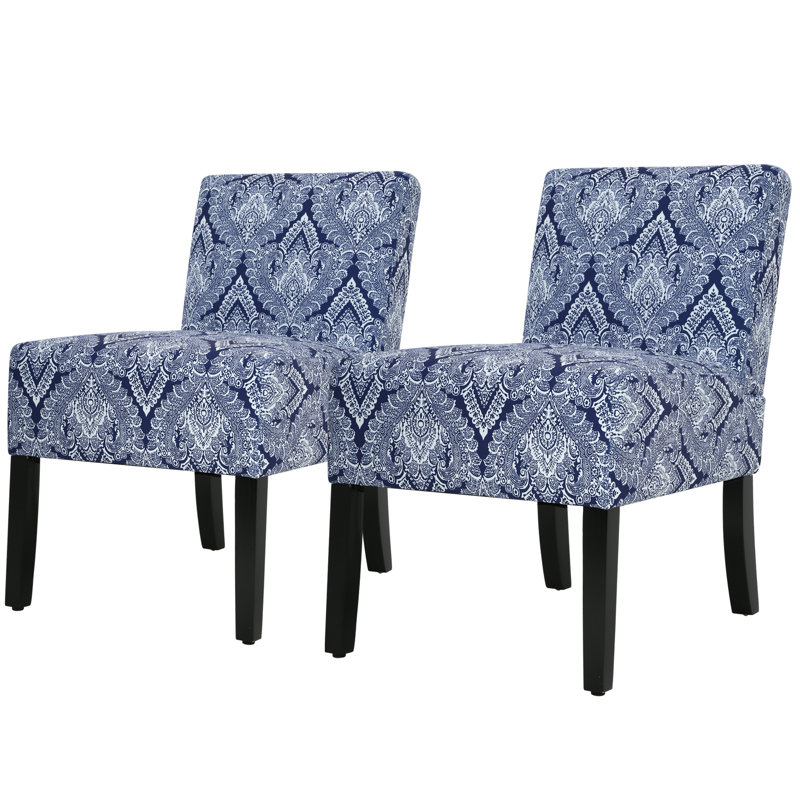 Erzhan 20.9" Wide Parsons Chair, Blue Fabric