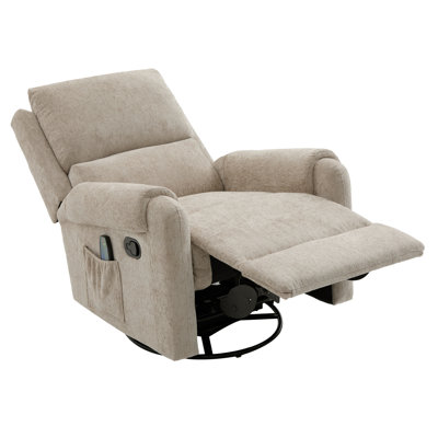 Multifunctional Oatmeal Recliner Chair, Chenille Upholstery For Modern Living Spaces