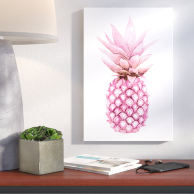 Watercolor Pink Pineapple - Print on Canvas