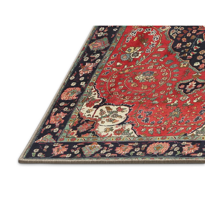 Tapis traditionnel rouge / noir Cheab, Rectangle 2 pi x 3 pi