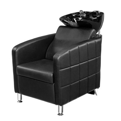 Salon Shampoo Bowl And Chair Backwash Unit With Extra Wide Seat And Porcelain Hair Washing Sink
