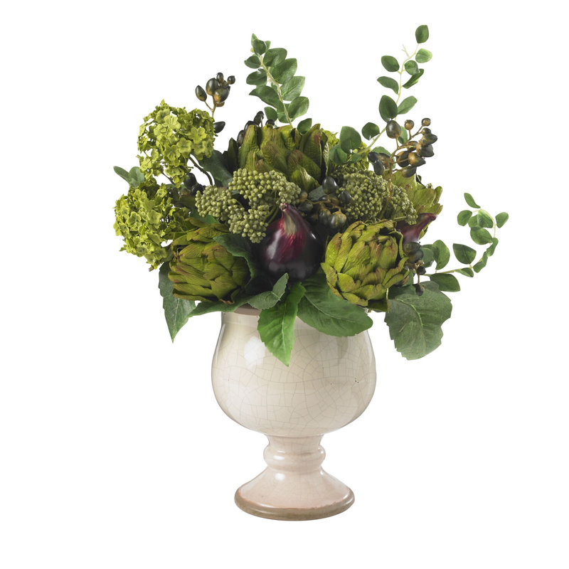  Artichoke and Hydrangea Silk Flower Arrangement
