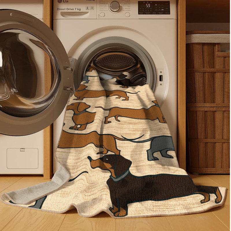 Washable Dachshund Dogs Area Rug, Rectangle 6' x 9'