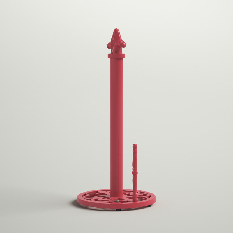 Porte-essuie-tout autoportant en fonte, Rouge