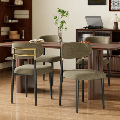 Modern Minimalist Upholstered Dining Room Side Chairs with Metal Frame