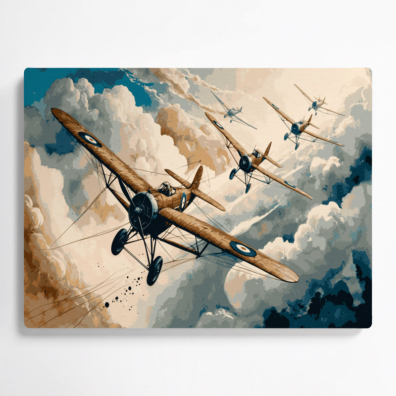 Transport, biplan, illustrations, métal beige, H 24 po x l 36 po