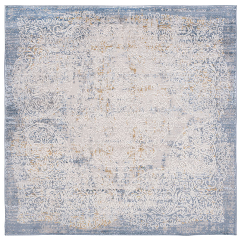 Tapis beige / bleu Palma 322, Carré 6 pi 7 po