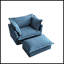 Fauteuil rembourré avec housse avec repose-pieds