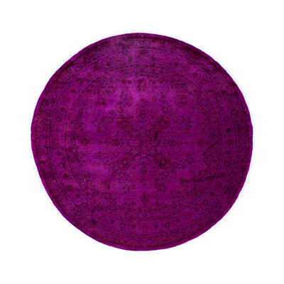 Tapis mauve en laine noué à la main Cribb 6 pi 1 po x 6 pi 1 po