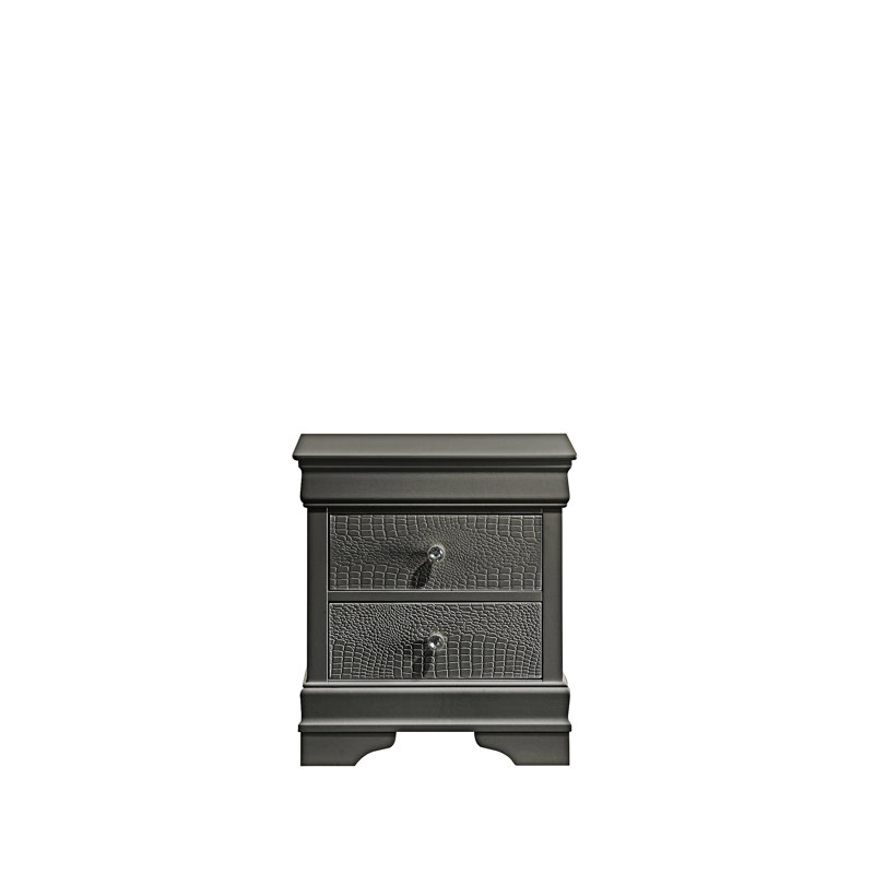 Table de chevet avec tiroir, Gris métallisé