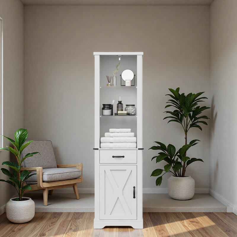 Armoire garde-manger de 75 pouces de hauteur avec lumières DEL et porte de grange