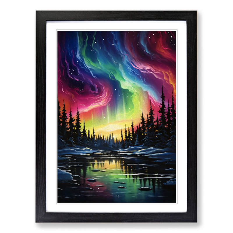 Single Picture Frame Print on Wood, 64cm H x 46cm W, Black Framed
