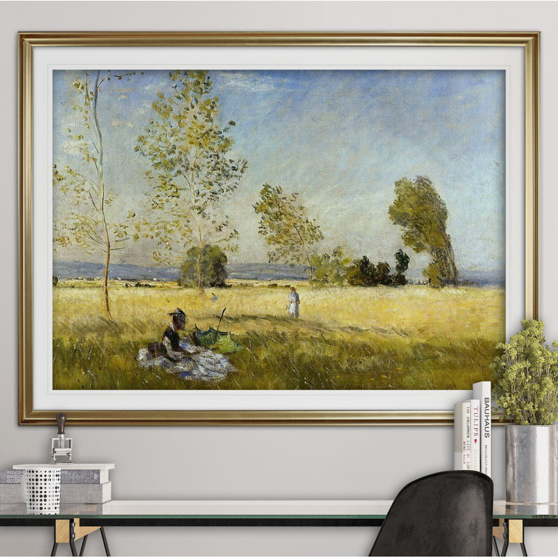 «Meadow at Bezons» par Claude Monet, impression, Or, H 24 po x l 32 po x P 1,5 po