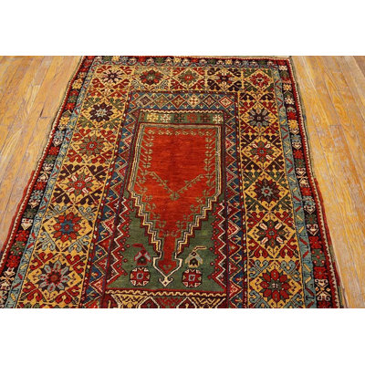 Tapis en laine rouille rouge et roumaine des années 1860 de 3 pi 7 po x 5 pi 8 po
