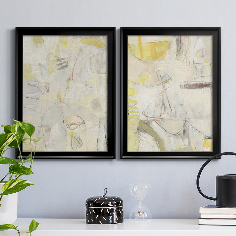 Fizgig II - ensemble de 2 peintures sur toile encadrées, H 36,5 po x l 53 po x P 1 po, Noir