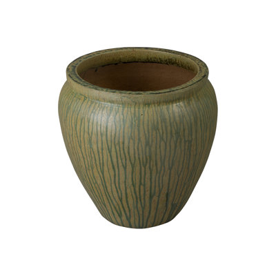 Distressed Antique Ceramic Round Planter with Drainage Hole
