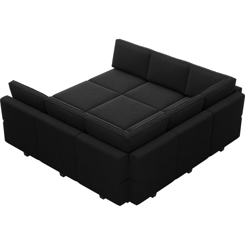 Canapé-lit modulaire réversible en velours Wylodene, Velours noir