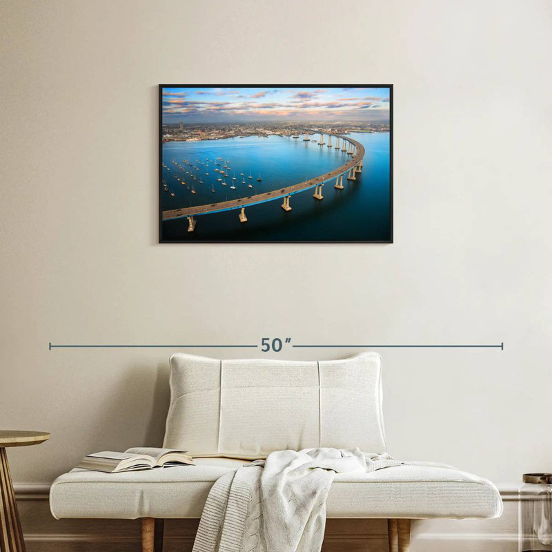 San Diego Coronado Bridge, Floating Frame Black, 31" X 21"