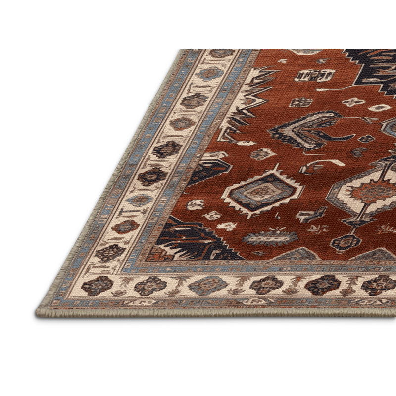 Machine Washable Persian Brown Area Rug, Square 8'