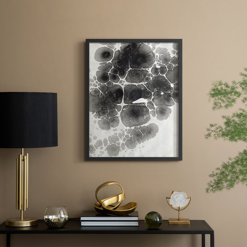Impression encadrée «Marble» - bois massif, Noir, noir, noir, noir, H 30 po x l 24 po