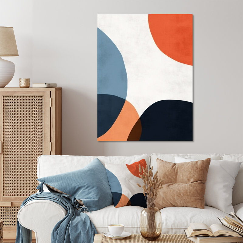 Blue And Orange Minimal Boho Pattern 2 - Minimalism Metal Wall Art, 32" H x 24" W x 1" D