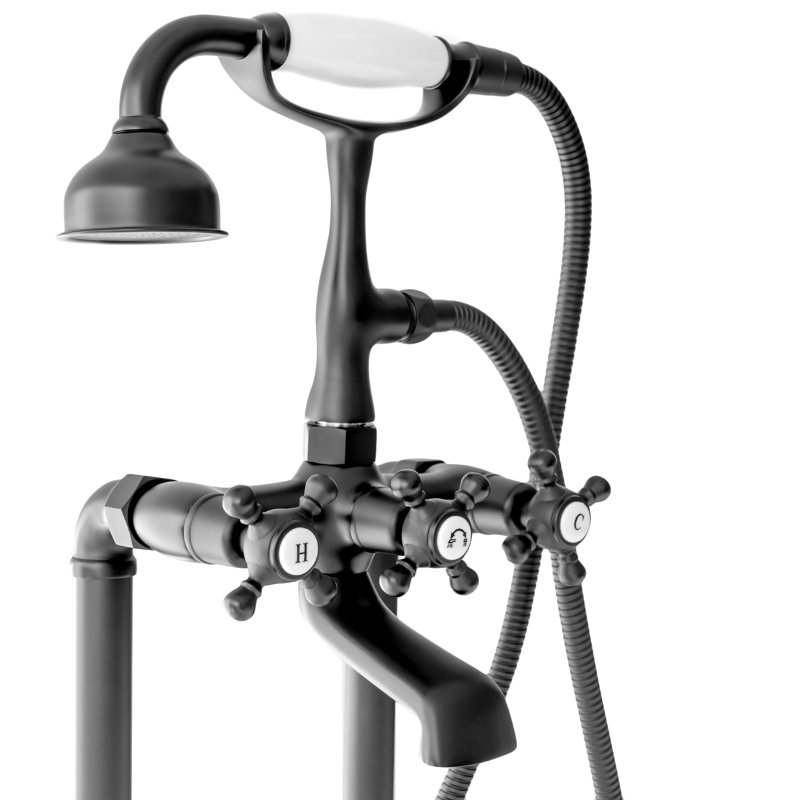 SevenFalls Floor Tub Spout with Diverter, Matte Black