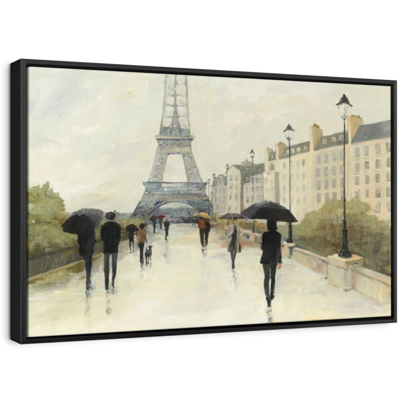 Eiffel sur toile sous la pluie, H 9 po x l 13 po