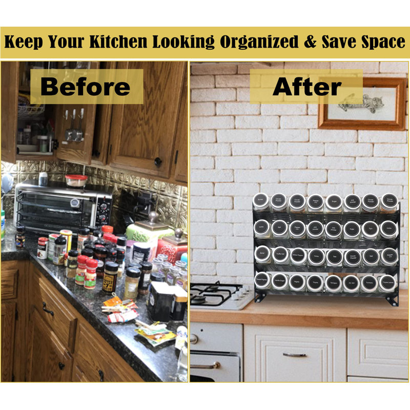 Matte Black 4-Tier Metal Spice Rack Organizer