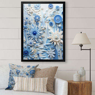 «Blue and White Botanical Tiles IV» - art mural botanique