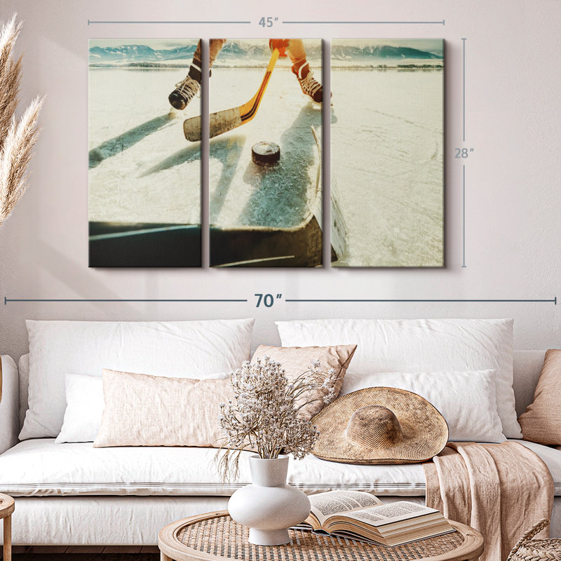 «Hockey Sunset Play» sur toile, H 28 po x l 45 po x P 1,25 po