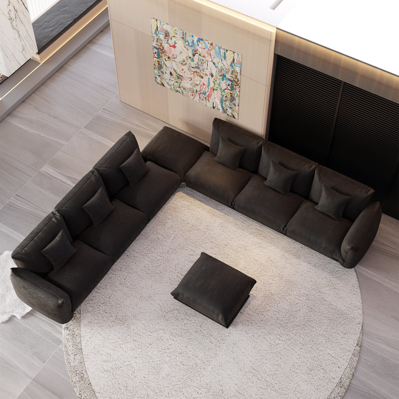 Canapé modulaire en chenille 8 pièces Cloud avec repose-pieds, canapé-lit modulaire réversible en tissu doux pour le salon, la chambre à coucher et le bureau