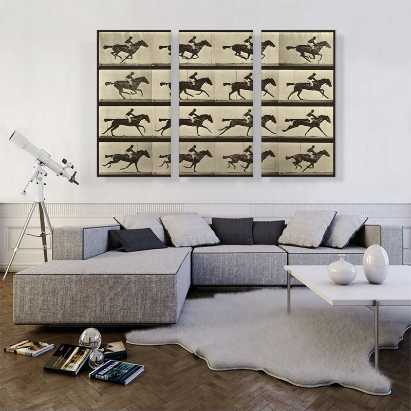 «Animal Locomotion Race Horse» par Ead vêtementsd Muybridge, reproduction d'art graphique sur toile tendue