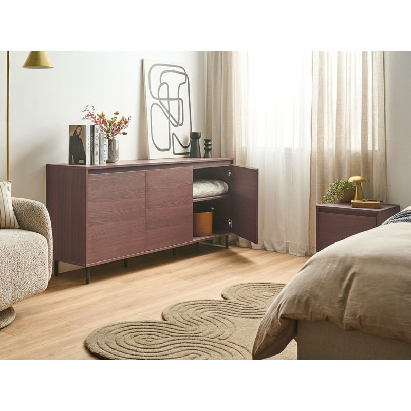 Medium Density Fiberboard (MDF) 3 - Door Rectangle Accent Cabinet
