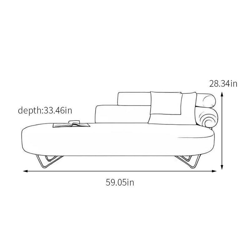 Chaise longue en tissu et bois massif